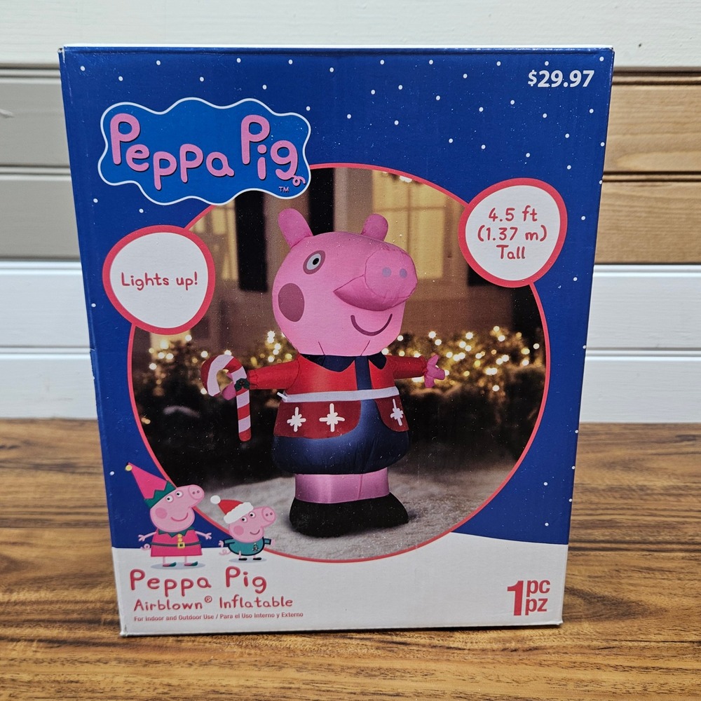 Peppa Pig Christmas Airblown Inflatable 4.5 ft Tall Lights Up Indoor Outdoor